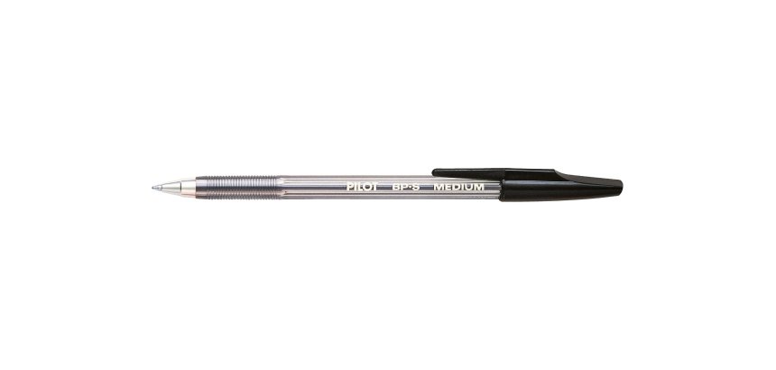 Stylo-bille pilot bp-s écriture moyenne 0.5mm encre douce pointe indéformable rechargeable corps translucide noir