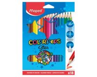 Crayon couleur maped color pep's triangulaire mine tendre résistante sans écharde coloris lumineux étui carton 18u