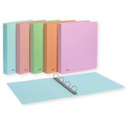 Raccoglitore Pastel - 22 x 30 cm - 4 anelli tondi 30 mm - PP - colori assortiti - Favorit