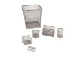 Set scrivania - 6 accessori - rete metallica - argento - Lebez