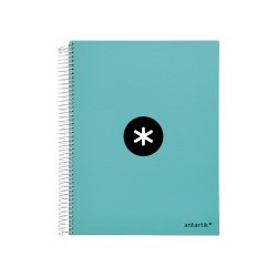 Cahier spirale antartik a4 240p 90g remborde quadrillage 5mm microperfore 5 bandes 4   trous coloris menthe
