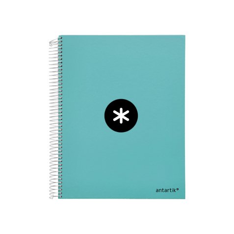 Cahier spirale antartik a4 240p 90g remborde quadrillage 5mm microperfore 5 bandes 4   trous coloris menthe
