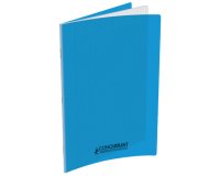 Cahier piqué conquérant classique couverture polypropylène rigide transparente 17x22cm 96 pages 90g séyès coloris bleu
