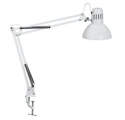 Luminaire bureau maulstudy surpince tete et bras metal      hauteur 44cm bras 35cm tete   diam. 17cm coloris blanc