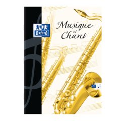 Cahier Oxford musique A4 réglure grands carreaux & réglure musique 48 pages agrafées couverture carte colorée