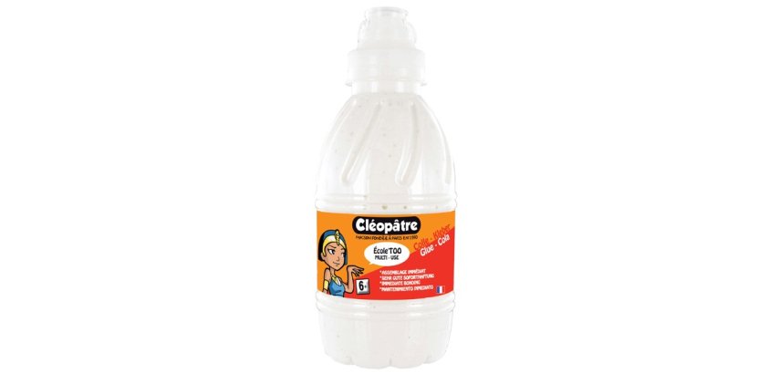 Colle cléopâtre recharge extra forte multi-matériaux école too lavable plastique verre métal flacon 570g