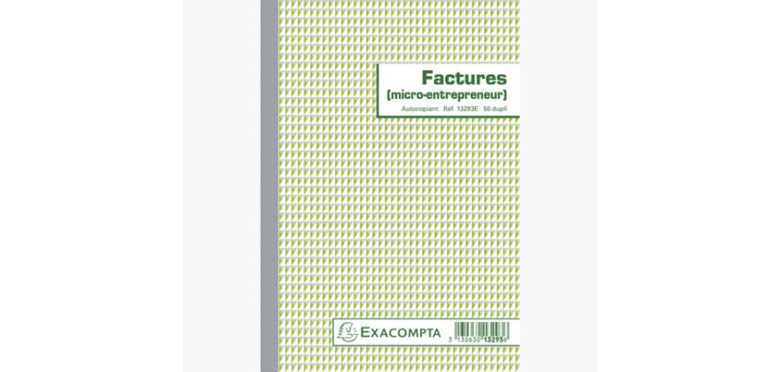 Manifold autocopiant exacompta factures auto-entrepreneur a5 148x210mm foliotage 50 duplis