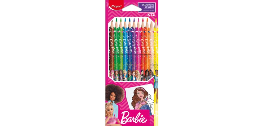 Crayon de couleur Barbie, étui en carton de 12