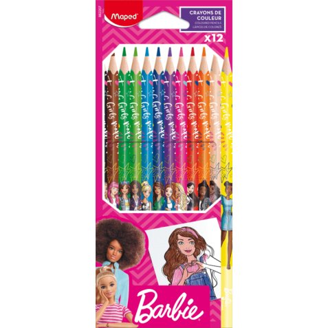 Crayon de couleur Barbie, étui en carton de 12