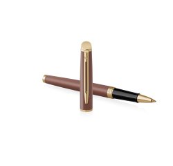 Roller waterman hemisphere metallic capuchon clip pointe fine encre noire coloris      rouge cuivre coffret cadeau