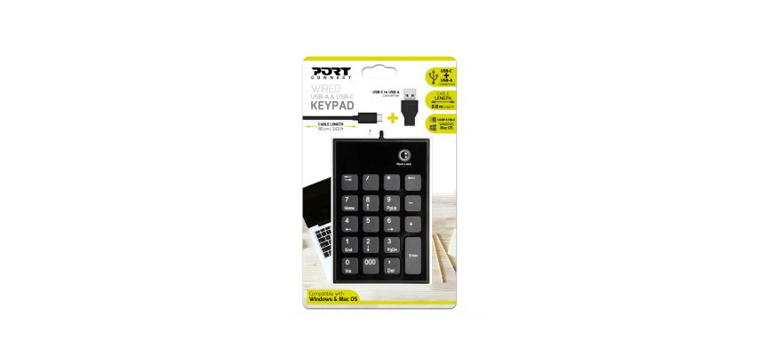 Port Designs 900801 clavier numérique Ordinateur portable USB Noir, Gris