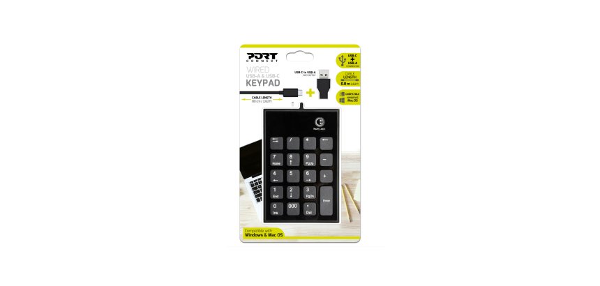 Port Designs 900801 clavier numérique Ordinateur portable USB Noir, Gris