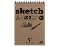 Sketch bloc spiralé 100F A4 90g - Blanc