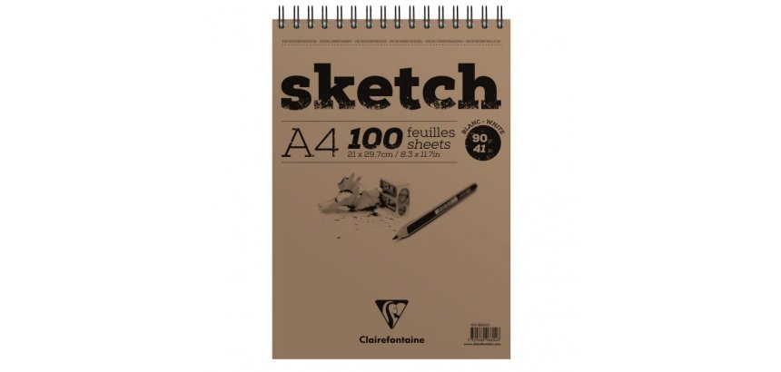 Sketch bloc spiralé 100F A4 90g - Blanc