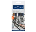 Set esquisse fusain faber castell 4 pitt fusains        assortis + 1 crayon pastel +  1 gomme mie + 1 estompe