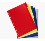 Intercalaires polypropylène souple 6 positions - A4 - Couleurs assorties