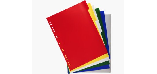 Intercalaires polypropylène souple 6 positions - A4 - Couleurs assorties