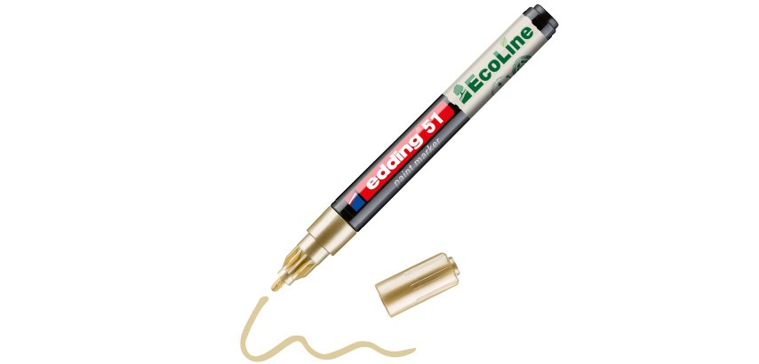 Marqueur edding 51 ecoline peinture base eau pointe      ogive 1/2mm coloris or