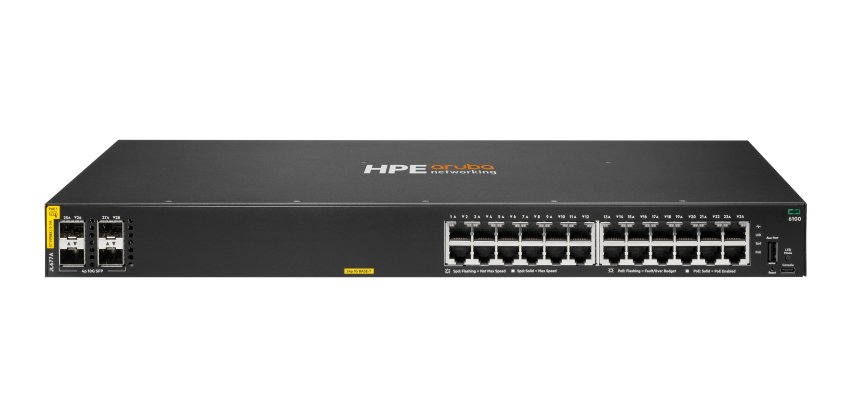 HPE Aruba Networking CX 6100 24G Class4 PoE 4SFP+ 370W Switch