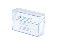 Boîte pour cartes de visite plastique rigide, capacité 100 cartes L 9,5 x H 6 x P 3 cm transparent