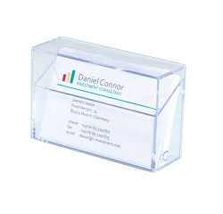Boîte pour cartes de visite plastique rigide, capacité 100 cartes L 9,5 x H 6 x P 3 cm transparent
