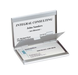 Etui pour cartes de visite 'Twin', aluminium, argent