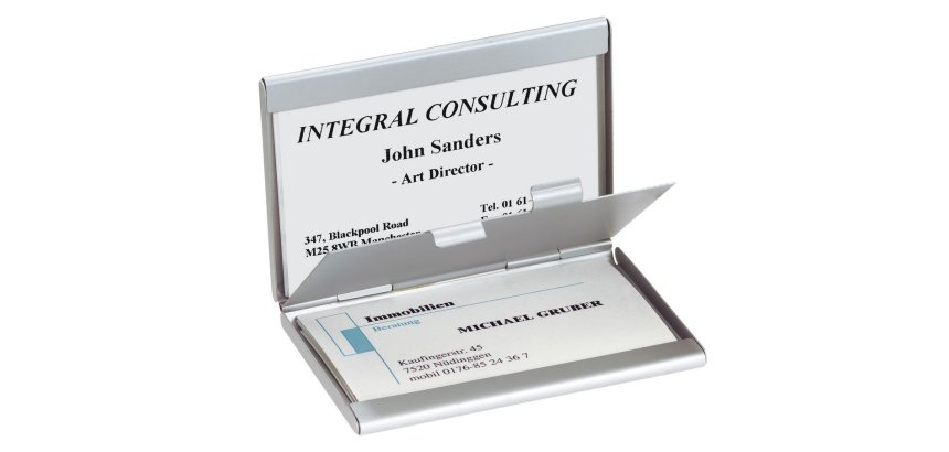 Etui pour cartes de visite 'Twin', aluminium, argent