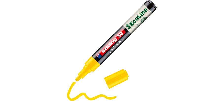 Marqueur edding 50 ecoline peinture base eau pointe      ogive 2/3mm coloris jaune