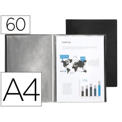 Protege-documents liderpapel polypropylene couverture      flexible 60 pochettes fixes   a4 220x297mm noir opaque