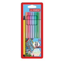 Pennarelli Pen 68 - colori assortiti pastello - Stabilo - busta 8 pezzi