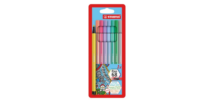 Pennarelli Pen 68 - colori assortiti pastello - Stabilo - busta 8 pezzi