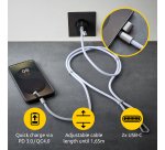 Intenso USB-C Charging Lanyard – Phone Necklace Cable, 60W Fast Charging, Adjustable Length, 1.65 m Nylon, USB-C to USB-C, purple