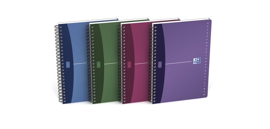 Répertoire Oxford office Urban mix A5 ligné 7mm 180 pages reliure spirale couverture polypro coloris assortis