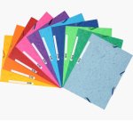 Chemise exacompta carte lustrée 5/10e 400g 3 rabats et élastique a4 format 240x320mm coloris vifs assortis 10 unités