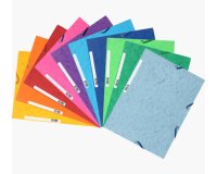 Chemise exacompta carte lustrée 5/10e 400g 3 rabats et élastique a4 format 240x320mm coloris vifs assortis 10 unités