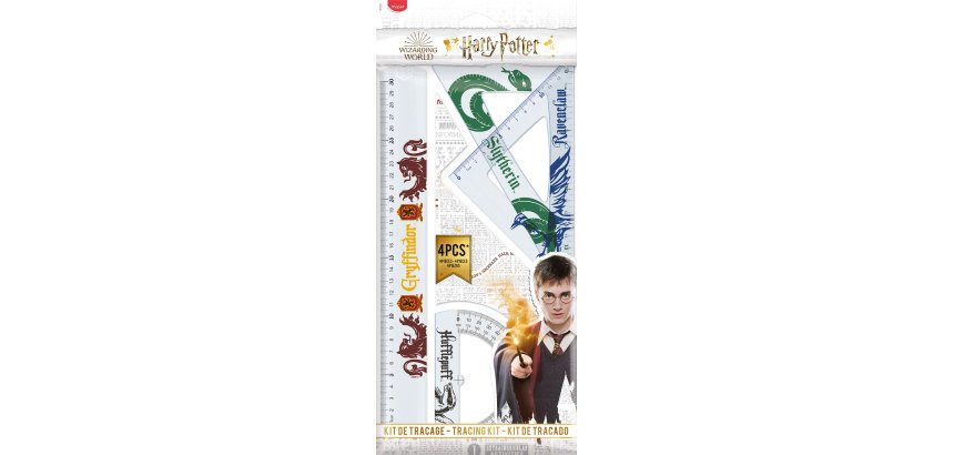 Kit tracage maped harry potter 4 pieces- 2 equerres + 1 regle + 1 rapporteur