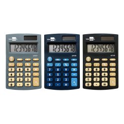Calculatrice de poche xf05 8 chiffres solaire et piles     98x62x8 mm presentoir de 16u