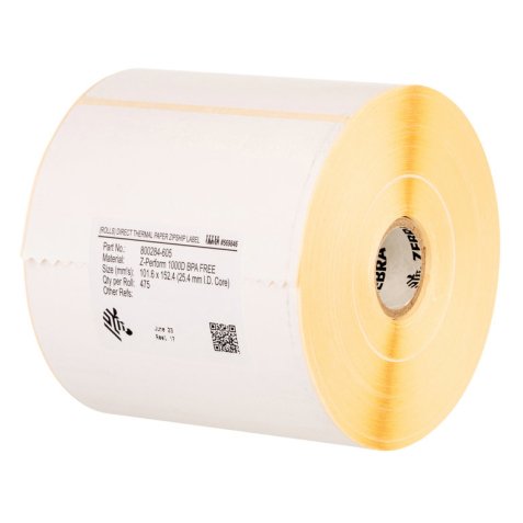Caja de 4 rollos de Etiquetas para impresora autoadhesiva 10,2 x 6,4 cm Zebra Z-Perform 1000T Blanco