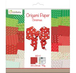 Papier origami avenue mandarine double face/uni     20x20cm noel paquet 60        feuilles