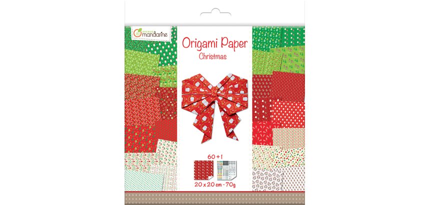 Papier origami avenue mandarine double face/uni     20x20cm noel paquet 60        feuilles