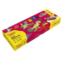 Crayon cire jovi jumbo 75mm diametre 11mm 12 couleurs     vives assorties format        scolaire boite 300 unites