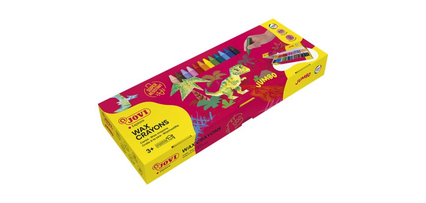 Crayon cire jovi jumbo 75mm diametre 11mm 12 couleurs     vives assorties format        scolaire boite 300 unites