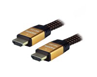 MCL CÂBLE PLAT TRESSÉ HDMI - MÂLE/MÂLE - 3M câble HDMI HDMI Type A (Standard) Noir, Or