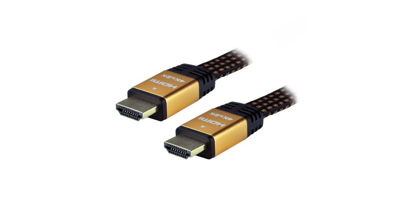 MCL CÂBLE PLAT TRESSÉ HDMI - MÂLE/MÂLE - 3M câble HDMI HDMI Type A (Standard) Noir, Or
