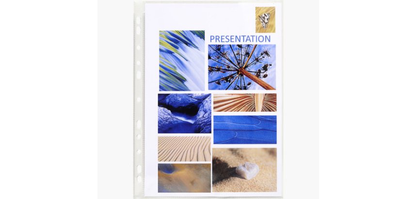 Sachet de 10 pochettes perforées - PVC lisse - A4 - Cristal