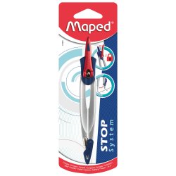 Compas Stop System, en blister, bleu/rouge