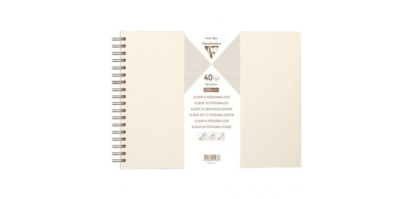 Album à personnaliser de 40 feuilles 200g/m2 au format 32x24cm - Ivoire irisé