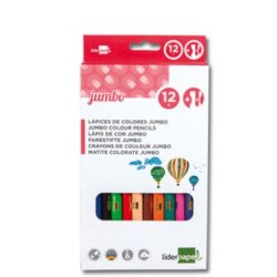 Crayon couleur liderpapel triangulaire jumbo mine extra-résistante 174.5mm taille-crayon offert étui carton 12 unités