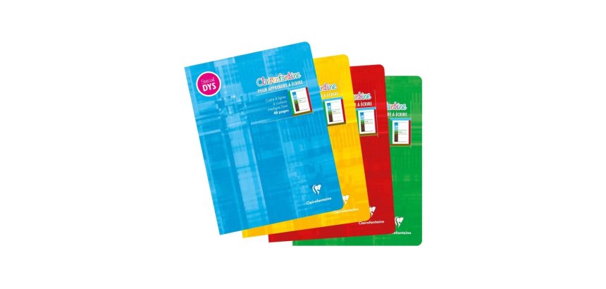 Cahier d'écriture piqué spécial Dys 17x22 cm 48 pages cadre et lignes 4 couleurs Interligne 5 mm - Assortis