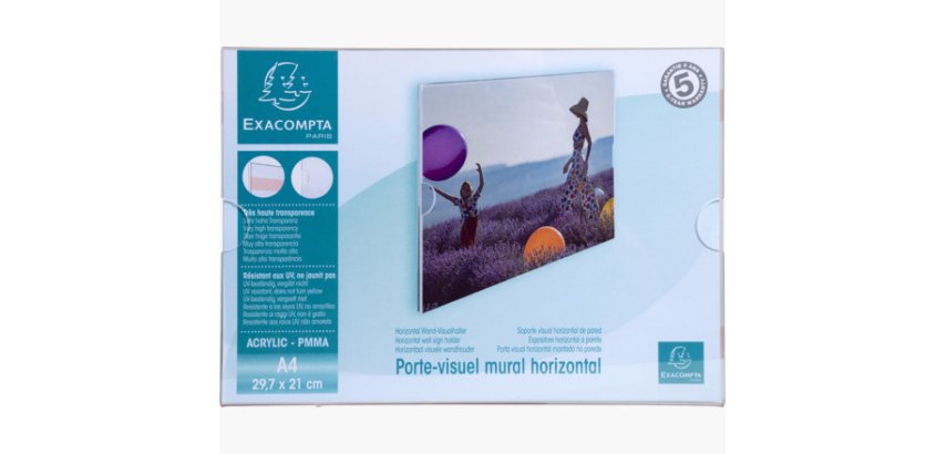 Porte-visuel mural horizontal A4 - Cristal